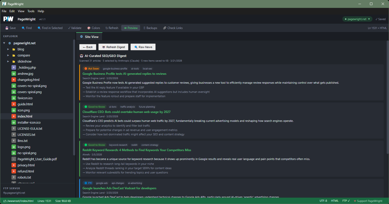 PageWright SEO/GEO site-wide audit report